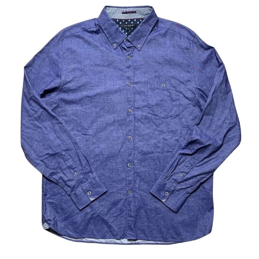 Ted Baker London Chambray Button-Down Shirt, Weekend, Casual, Date, Blue, XL